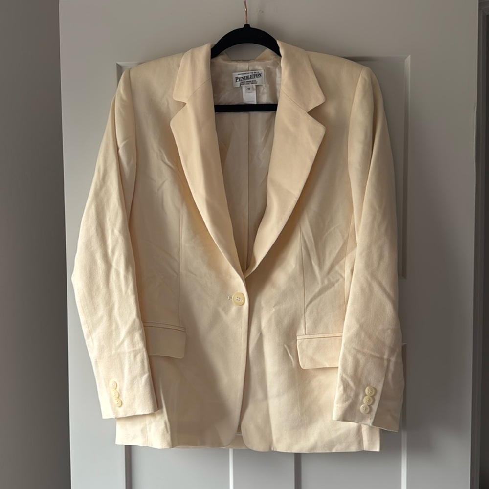 Vintage Pendleton Wool Blazer – Cream – Size 10 – Made in USA